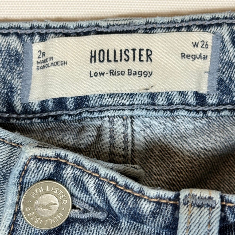 Hollister 2 Low-Rise Baggy Jeans Retro Grunge Indie Acid Wash Womens Wide Leg - Picture 6 of 7